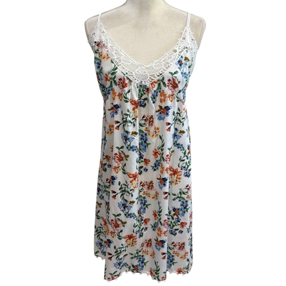 Papinelle Harper Lace Front Cotton Nightie Nightgown White Floral NWT $89 - Picture 2 of 16